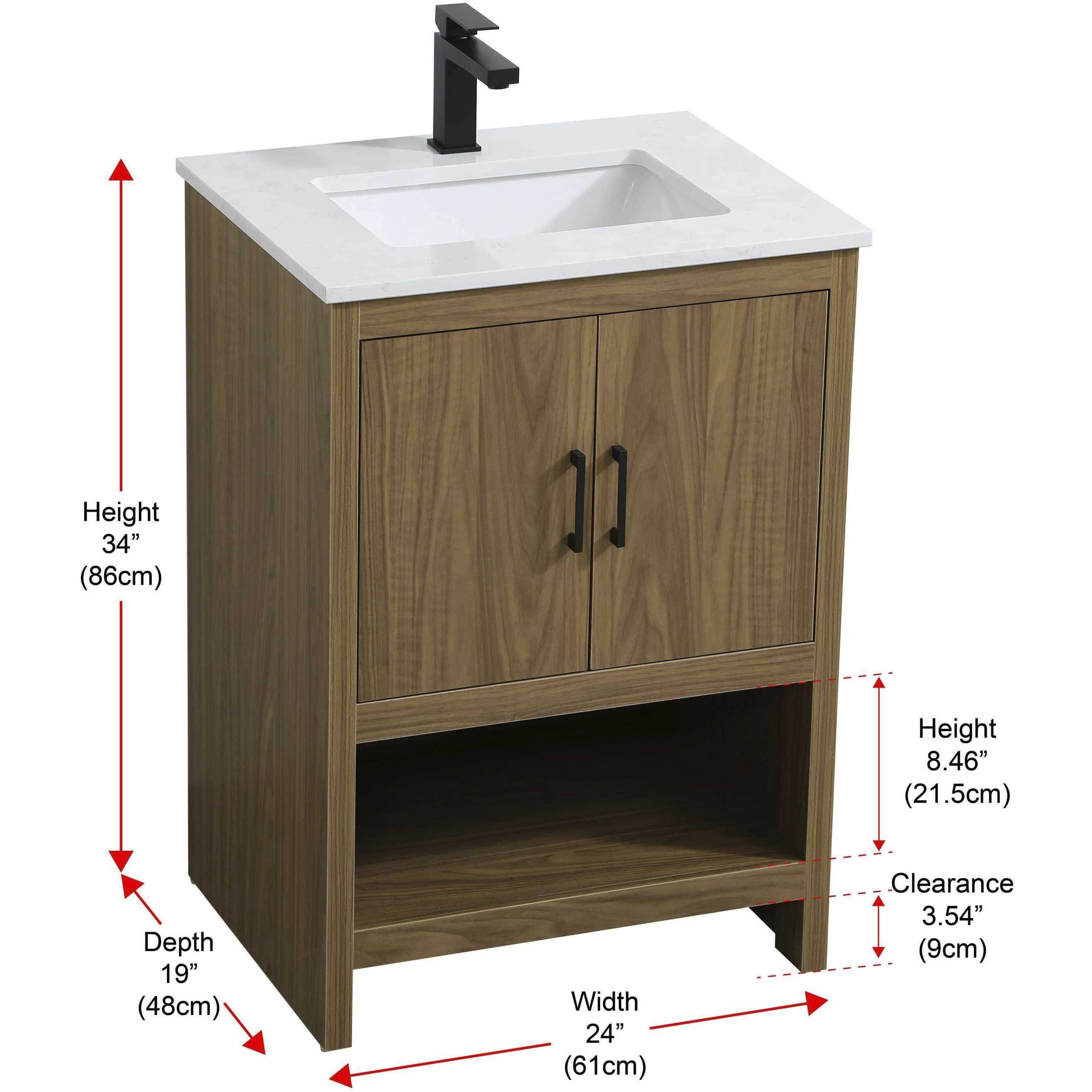 Ira 24 X 34 inch Walnut Brown Bathroom Vanity Cabinet