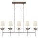 Julie Neill Illana 5 Light 50.5 inch Burnished Silver Leaf Linear Chandelier Ceiling Light in Linen, Large