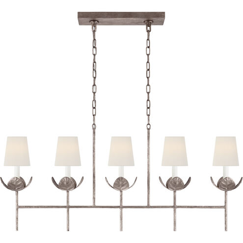 Julie Neill Illana 5 Light 50.5 inch Burnished Silver Leaf Linear Chandelier Ceiling Light in Linen, Large