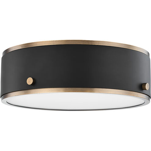 Eli 1 Light 12 inch Patina Brass/Soft Black Flush Mount Ceiling Light