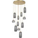 Vessel LED Gilded Brass Multi-Pendant Ceiling Light in 3000K LED, Smoke