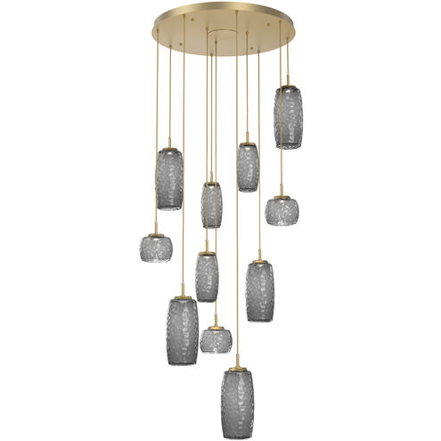 Vessel LED Gilded Brass Multi-Pendant Ceiling Light in 3000K LED, Smoke