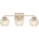 Elliott 3 Light 24.5 inch Brushed Champagne Bronze Vanity Light Wall Light in Ribbed Clear