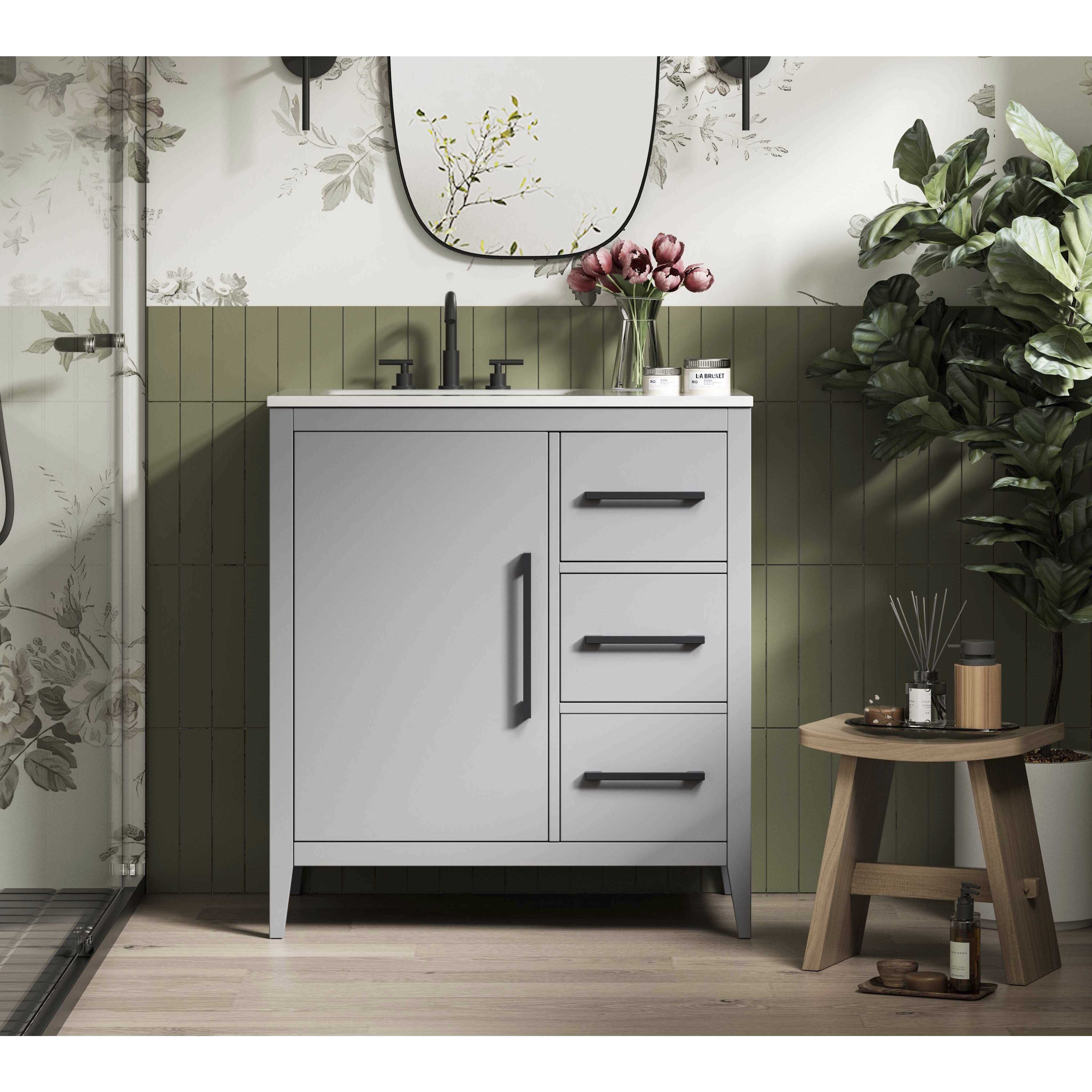Millie 32 X 35 inch Grey Bathroom Vanity Cabinet