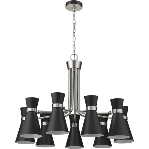 Soriano 9 Light 32 inch Matte Black and Brushed Nickel Chandelier Ceiling Light