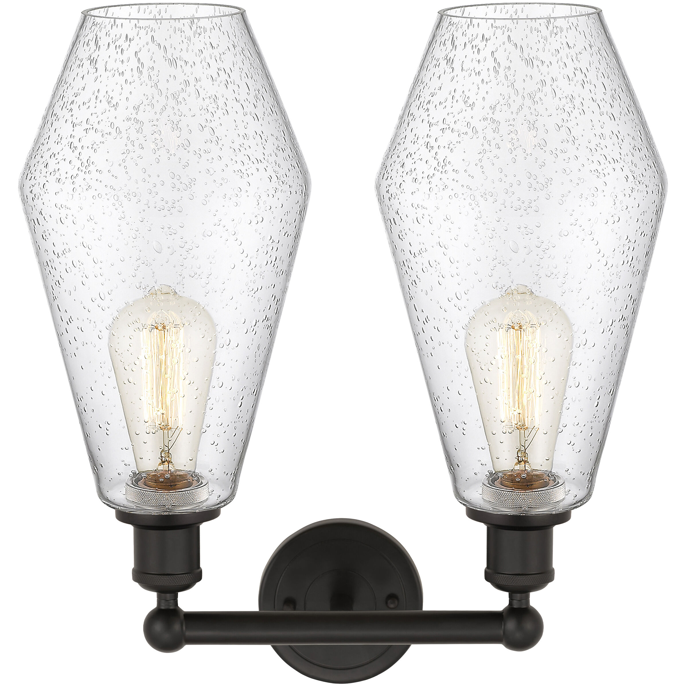 Cindyrella 2 Light 16 inch Oil Rubbed Bronze Bath Vanity Light Wall Light in Seedy Glass