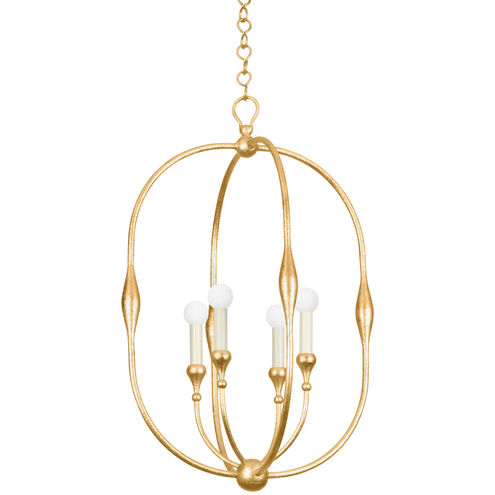 Baltic 4 Light 20.25 inch Vintage Gold Leaf Indoor Lantern Ceiling Light
