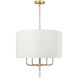 Secret Agent 4 Light 24 inch Painted Gold and White Leather Pendant Ceiling Light
