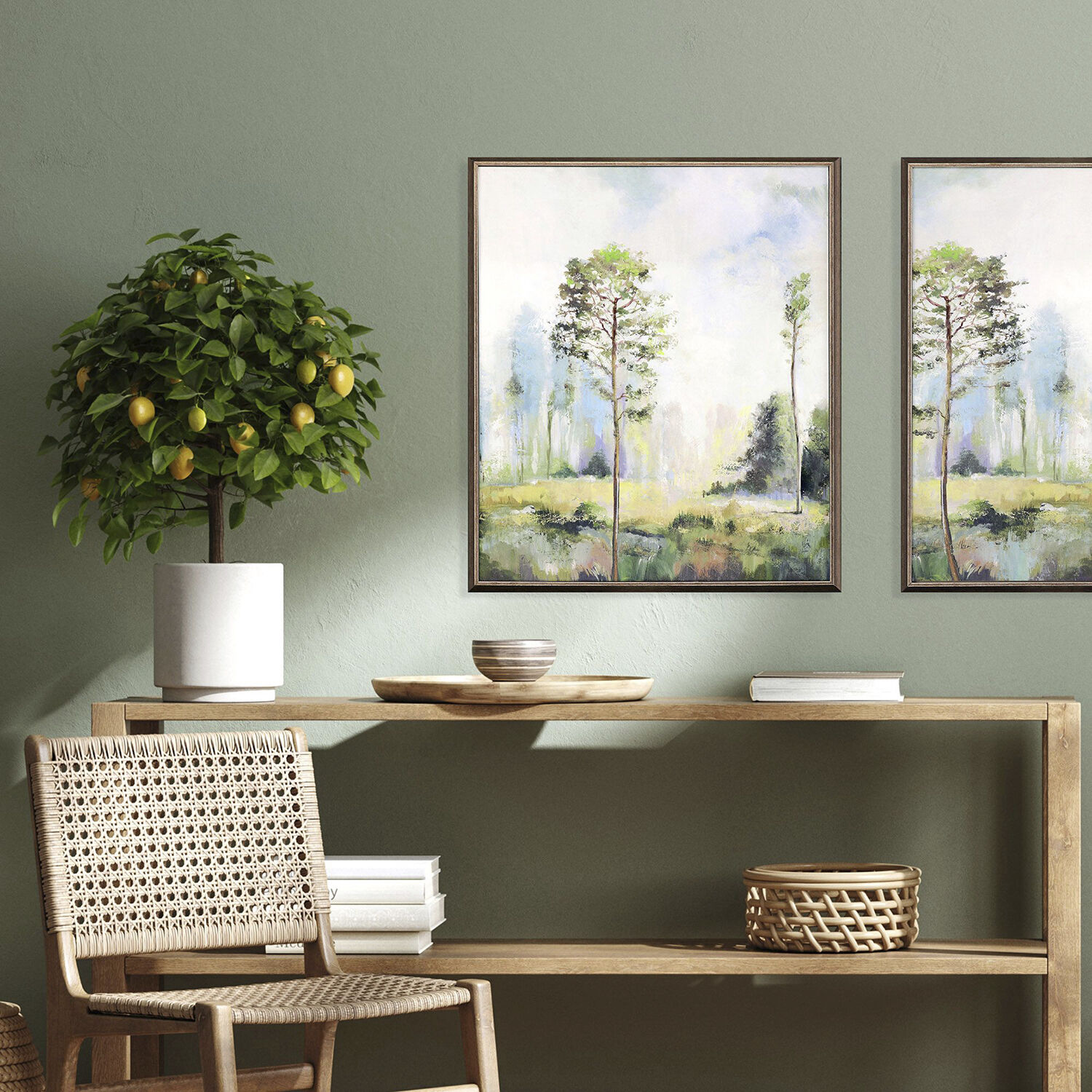 Tall Green Trees 25 X 21 inch Non-Glass Framed Art, Propac