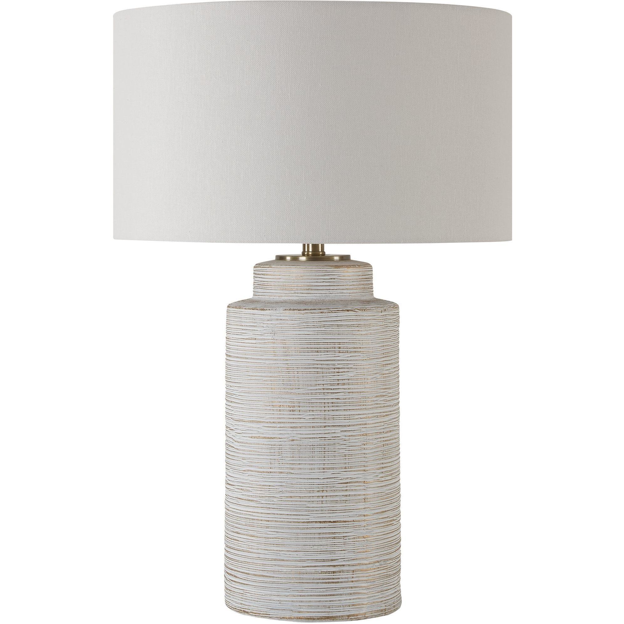 Crimp 26.5 inch 150.00 watt Ivory Glaze with Gold Leaf and Brass Table Lamp Portable Light