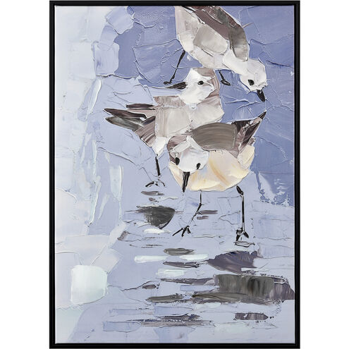 Seagull Abstract Blue with Gray and Black Framed Wall Art