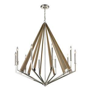 Wawayanda 10 Light 45 inch Polished Nickel with Taupe Chandelier Ceiling Light