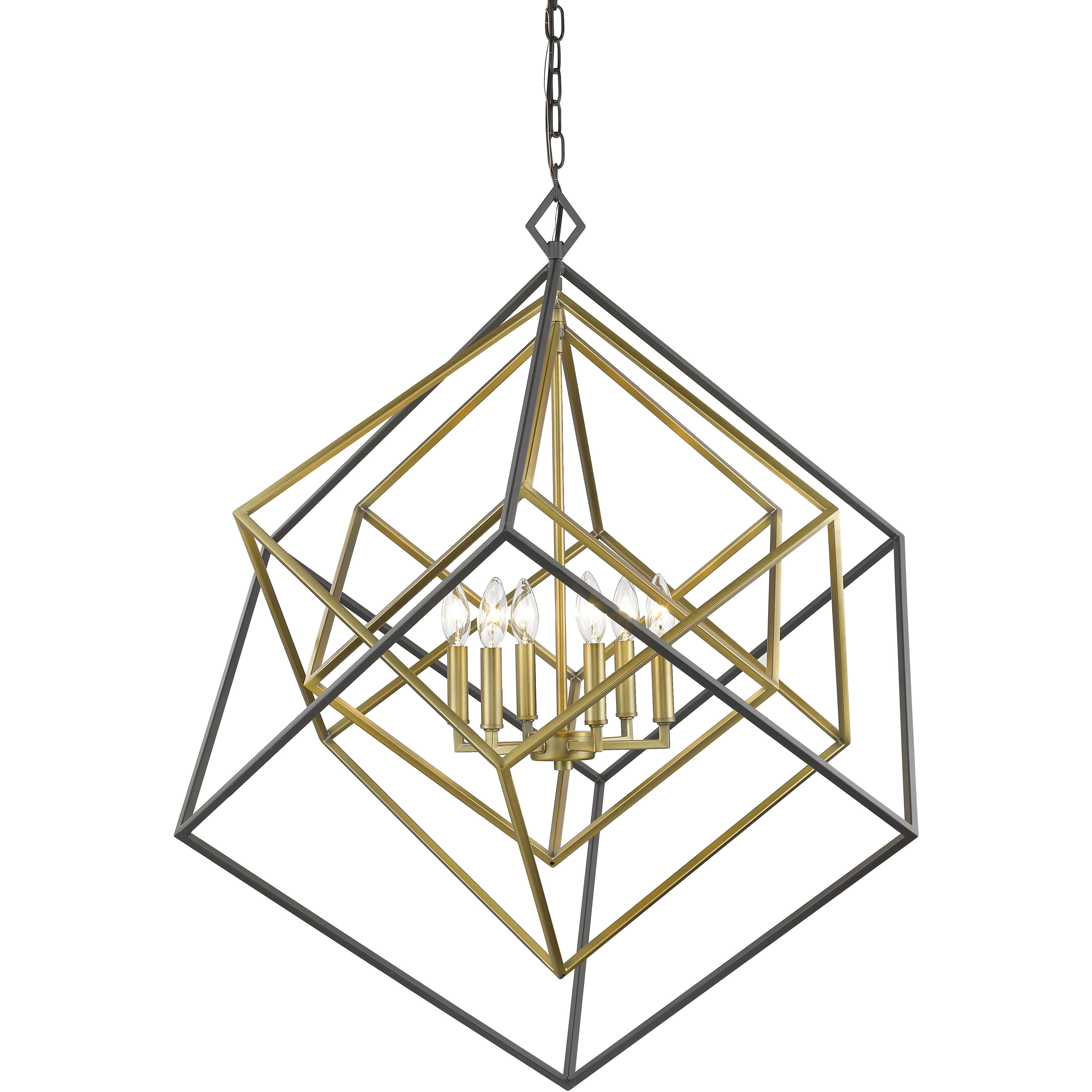 Euclid 6 Light 35.5 inch Olde Brass and Bronze Chandelier Ceiling Light