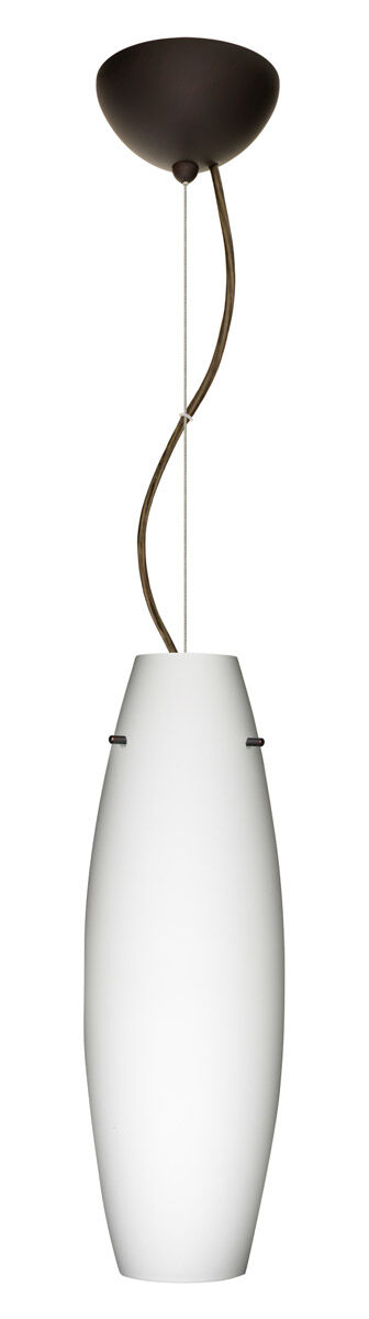 Tara 1 Light Bronze Pendant Ceiling Light in Opal Matte Glass, Incandescent