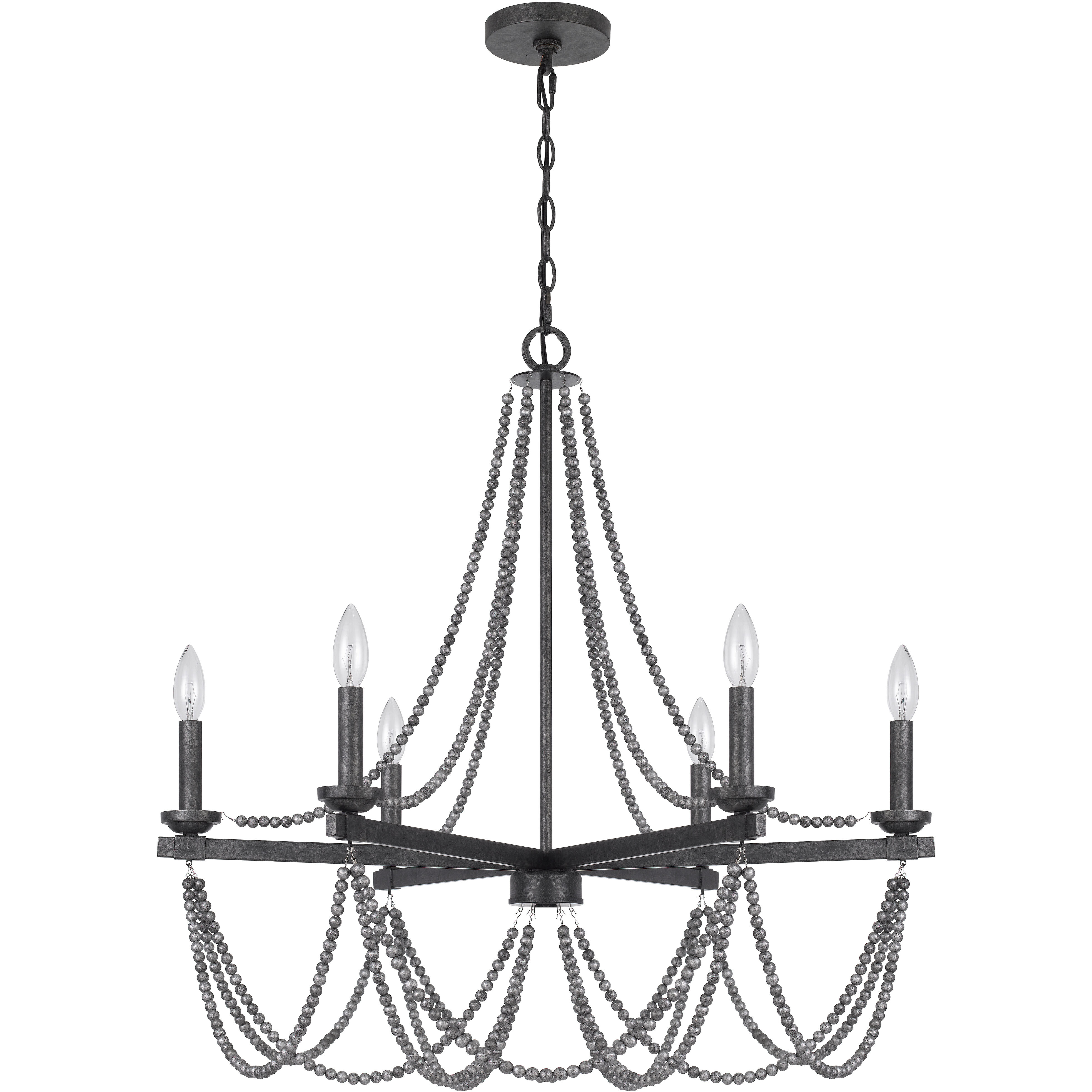 Ventura 6 Light 30 inch Aged Silver Chandelier Ceiling Light