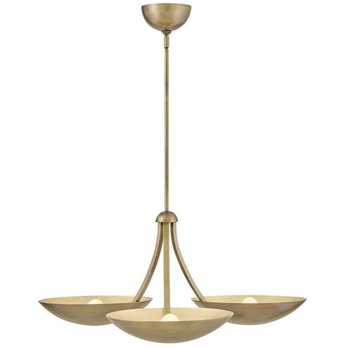 Glenn 3 Light 36 inch Heritage Brass with Gold Leaf Chandelier Ceiling Light