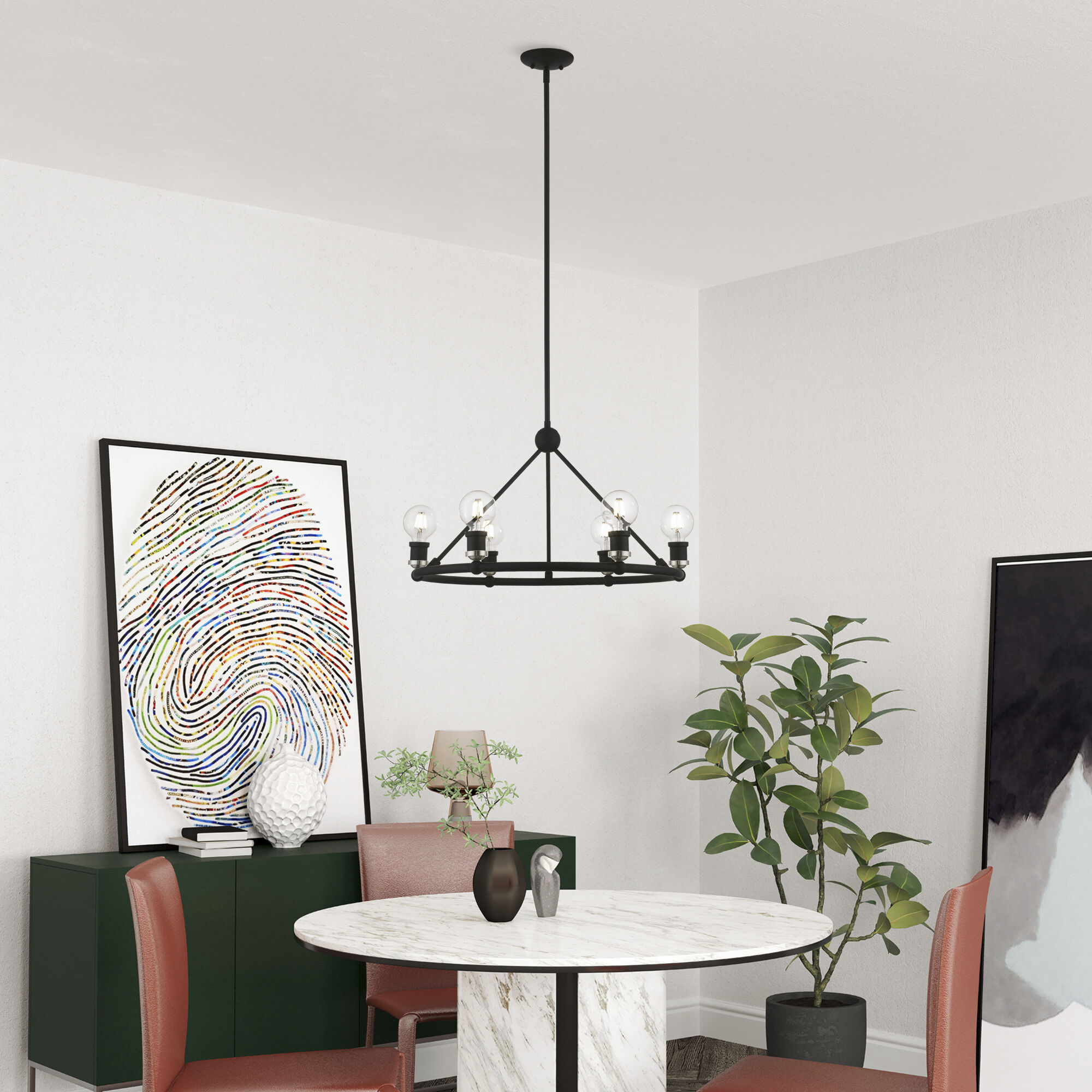 Lansdale 6 Light 25 inch Black with Brushed Nickel Accents Chandelier Ceiling Light