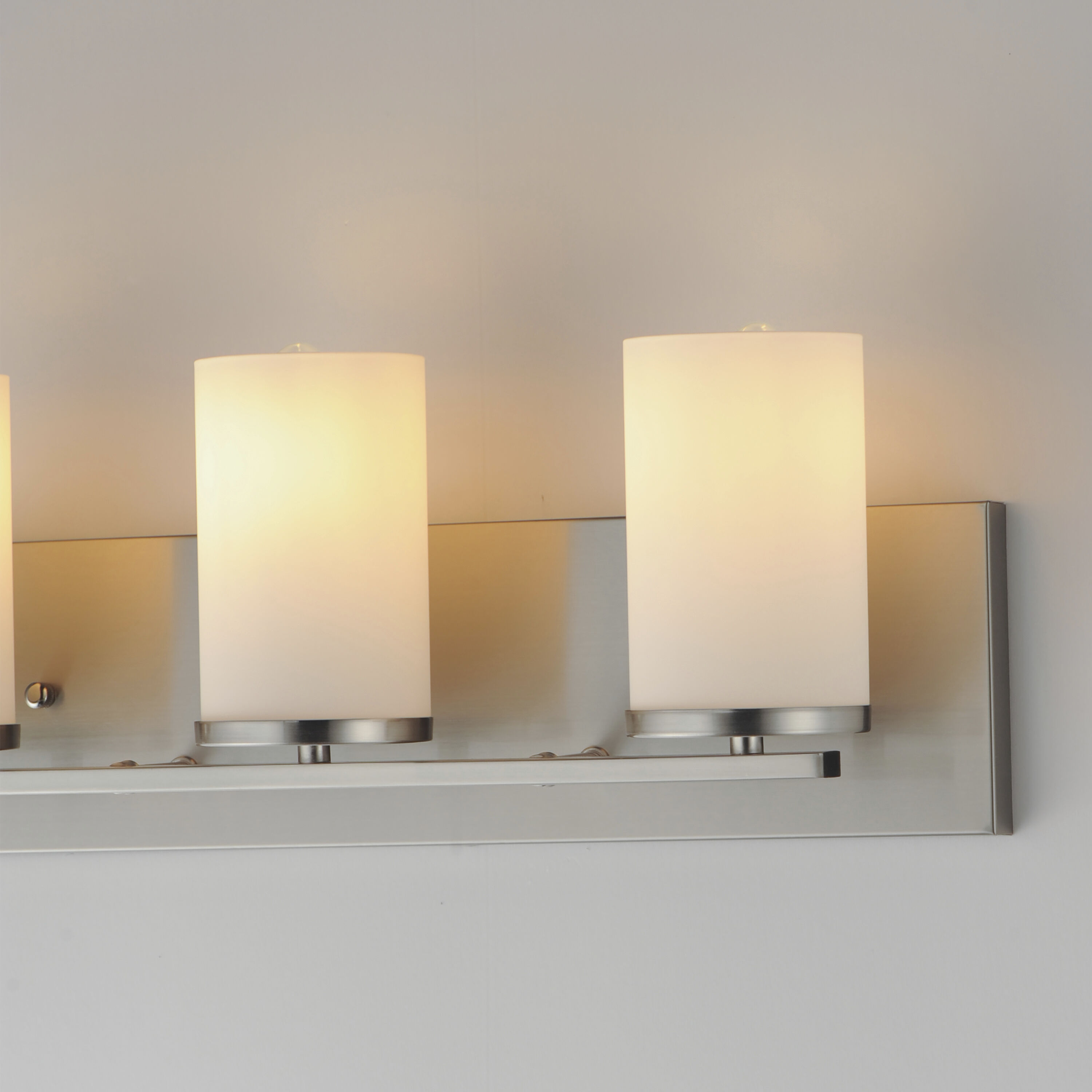 Lateral 3 Light 24 inch Satin Nickel Bath Vanity Wall Light in Satin White