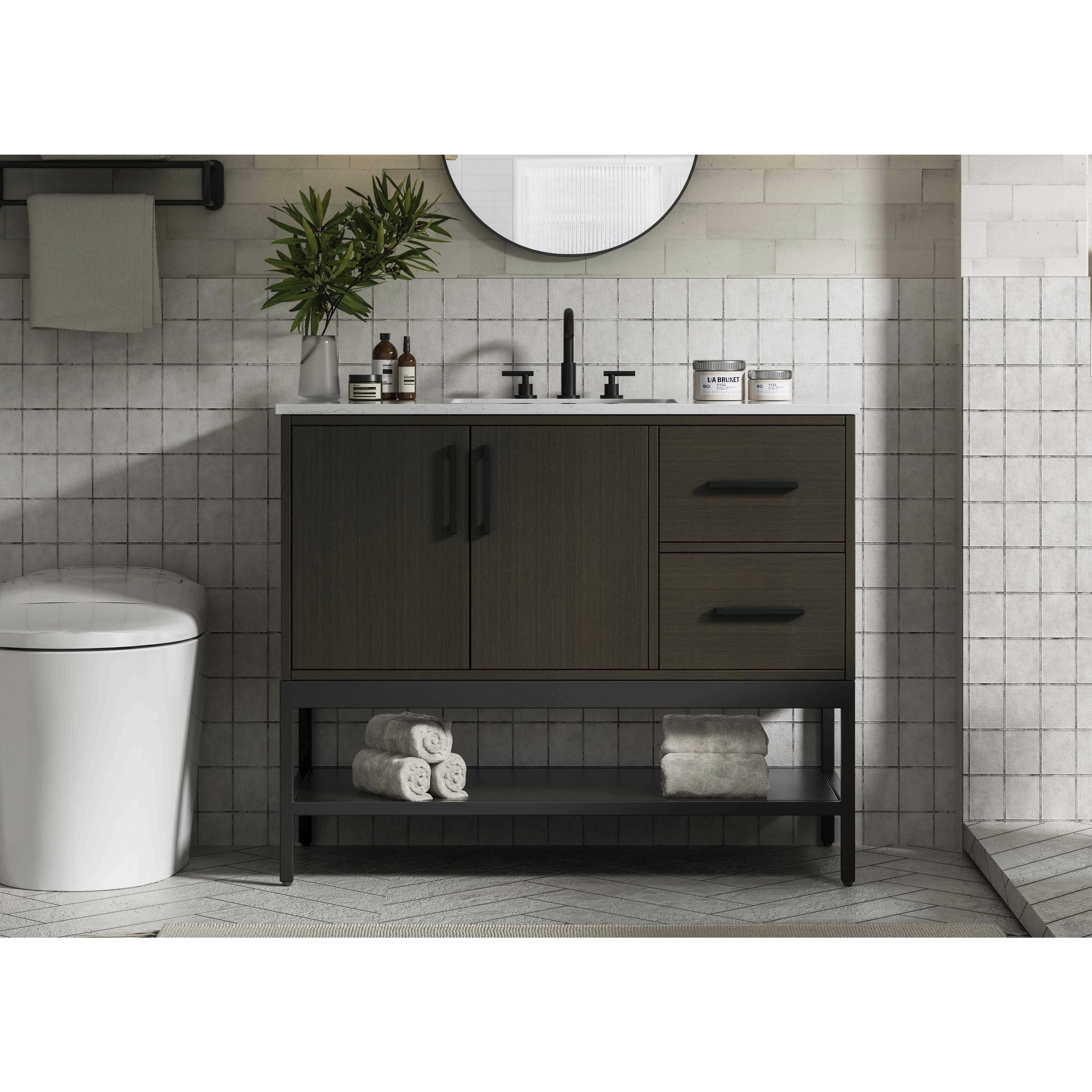 Lennox 42 X 34 inch Mocha Brown Bathroom Vanity Cabinet