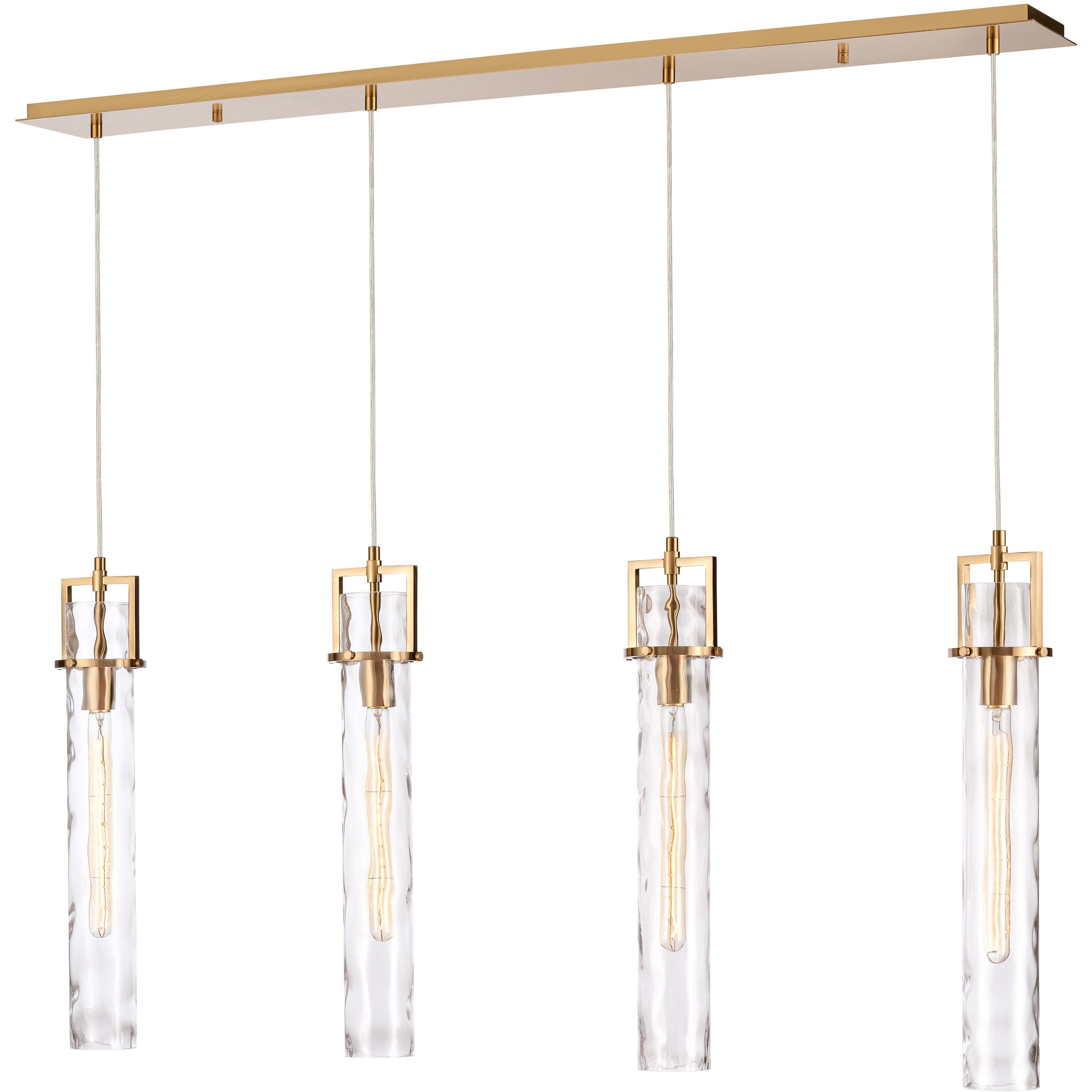 Jayden 4 Light 50 inch Lacquered Gold Linear Chandelier Ceiling Light