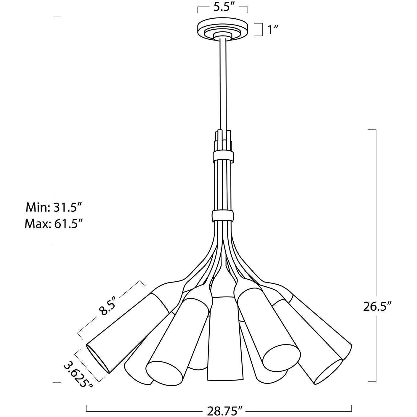 Mousseaux 9 Light 28.75 inch Natural Brass Chandelier Ceiling Light