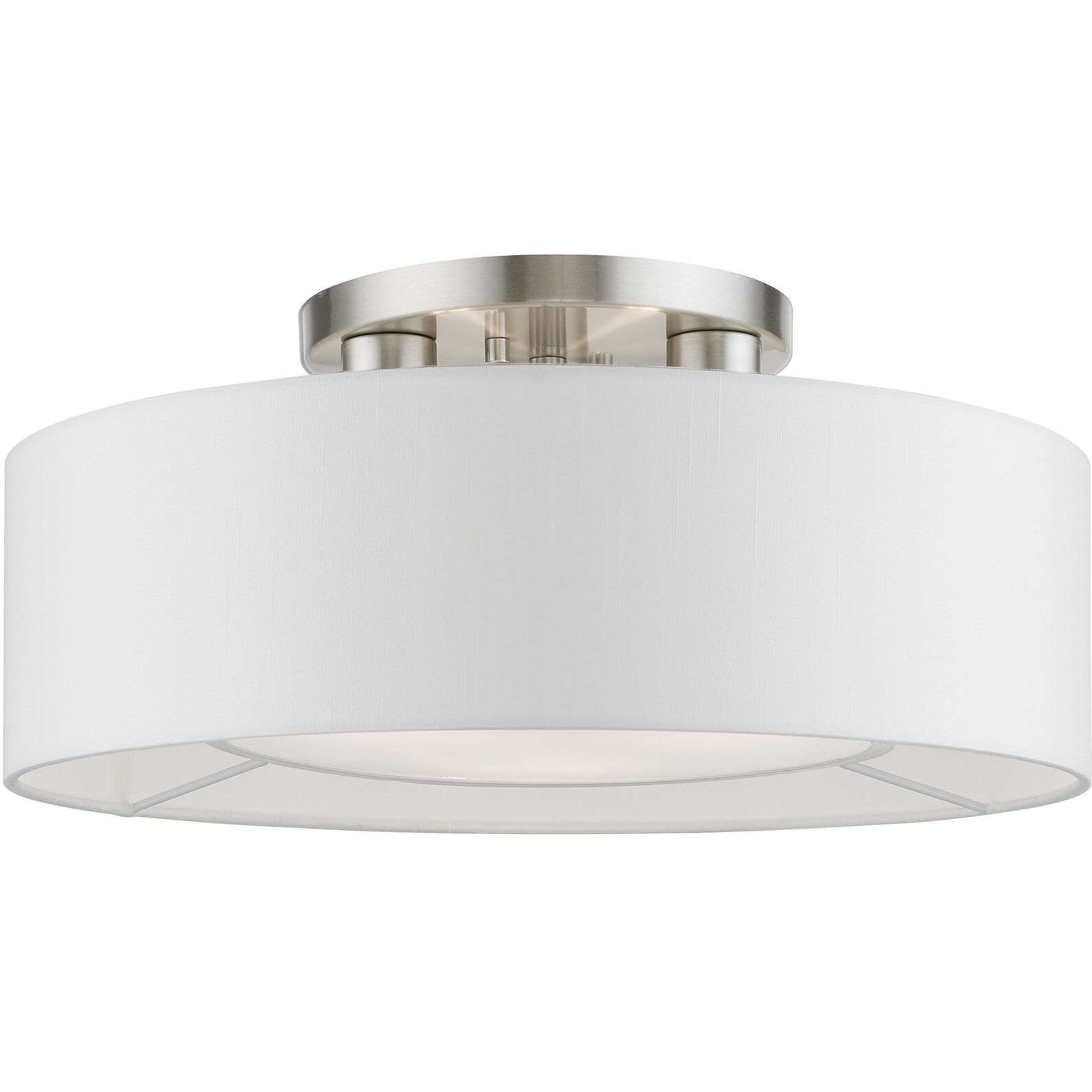 Gilmore 3 Light 17 inch Brushed Nickel with Shiny White Accents Semi-Flush Ceiling Light