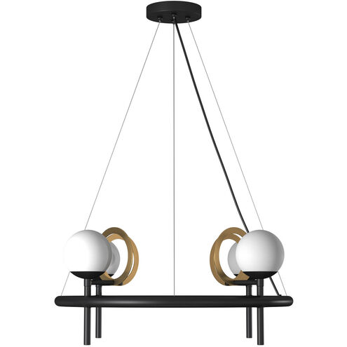 EVOLV LED 22 inch Matte Black with Brass Ring Chandelier Ceiling Light, Halo Family