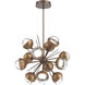 Cabochon LED 29 inch Burnished Bronze with Novel Brass Chandelier Ceiling Light in Clear, 2700K LED, Startburst