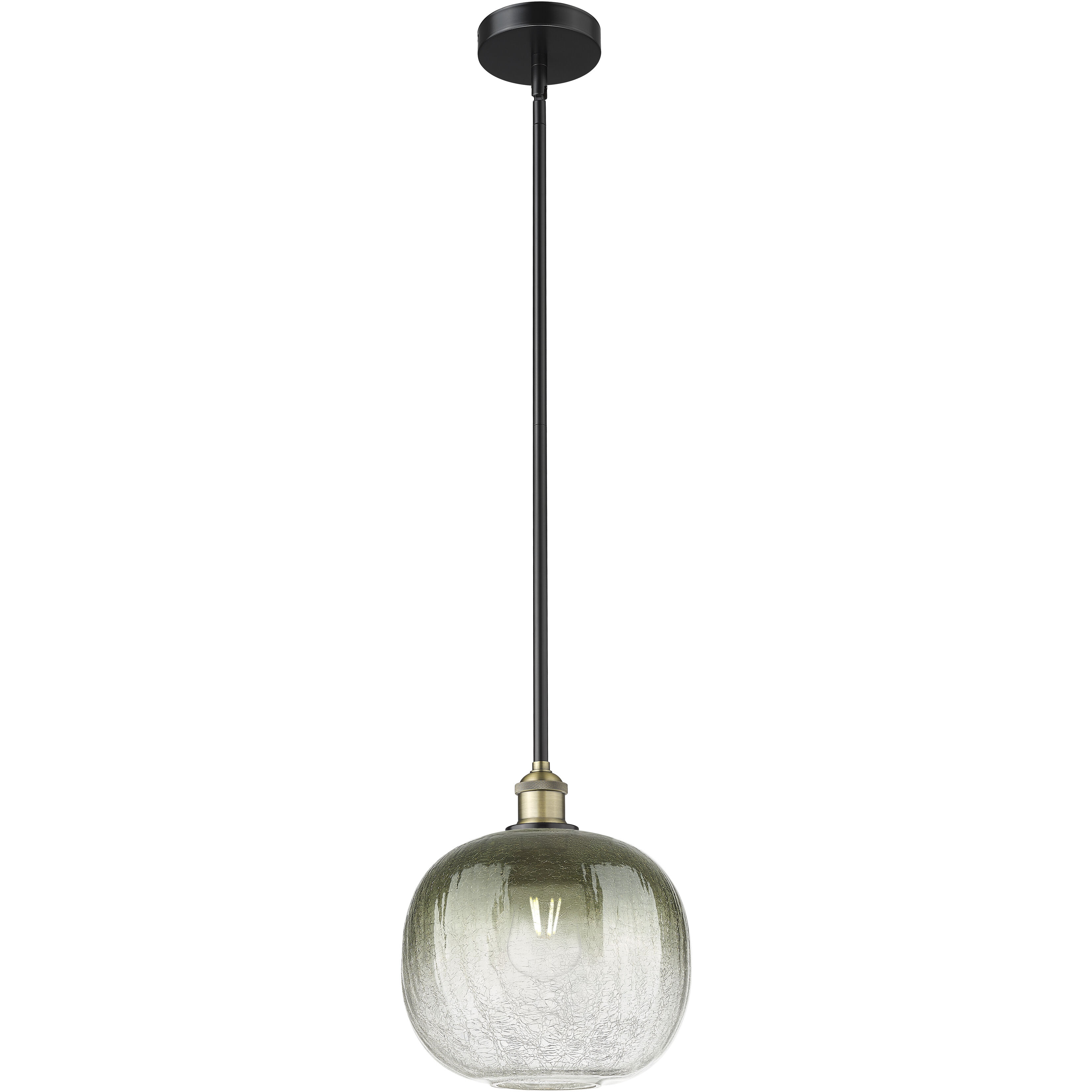 Edison Brookhaven Sphere 1 Light 10.5 inch Black Antique Brass Mini Pendant Ceiling Light in Slate Glass