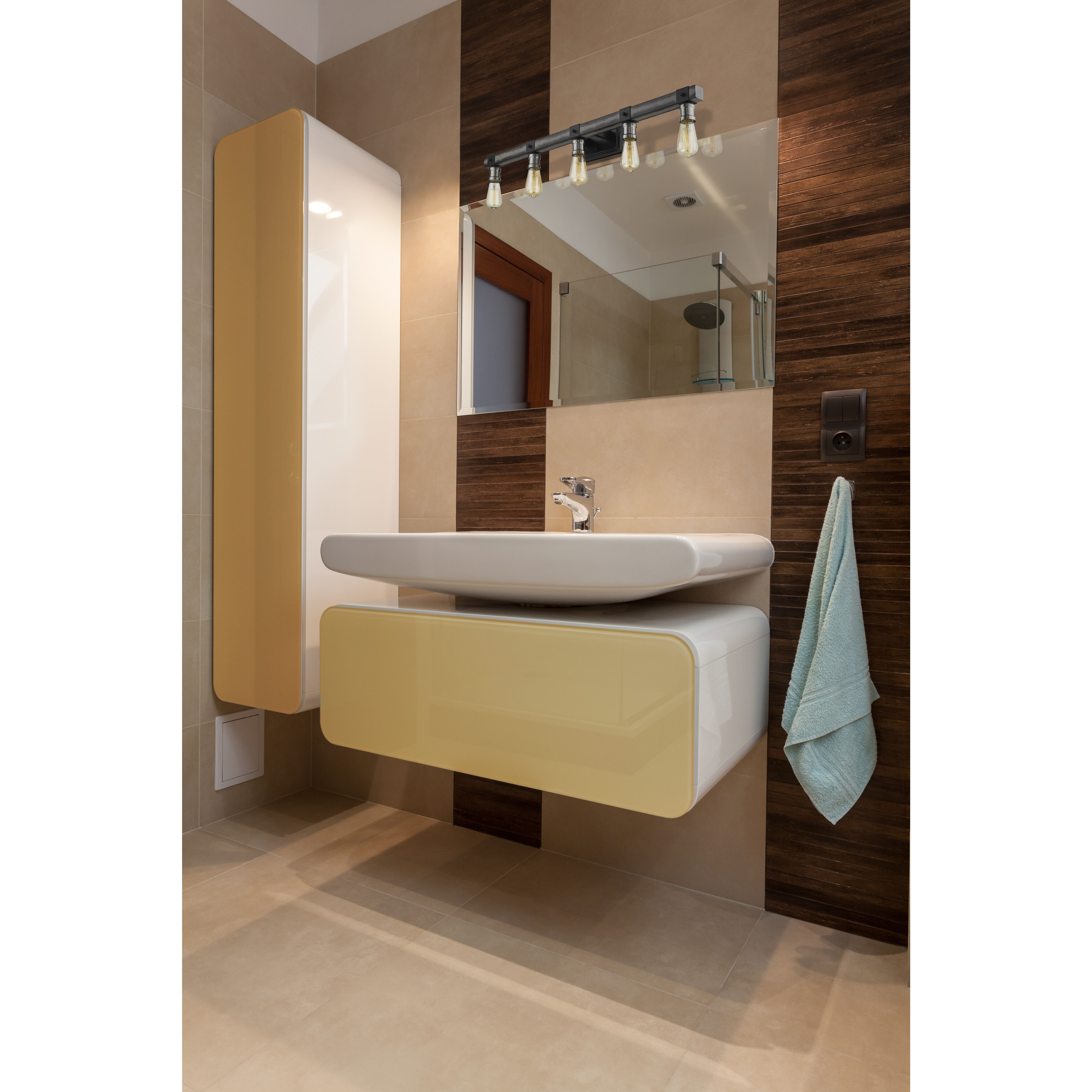 Kirkland 5 Light 38 inch Ashen Barnboard Vanity Wall Light