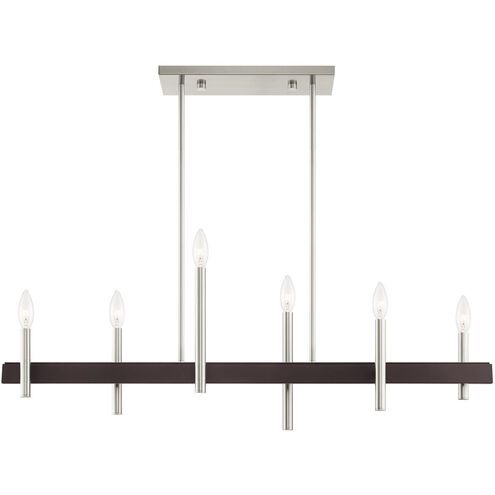 Denmark 6 Light 7 inch Brushed Nickel with Bronze Accents Chandelier Ceiling Light