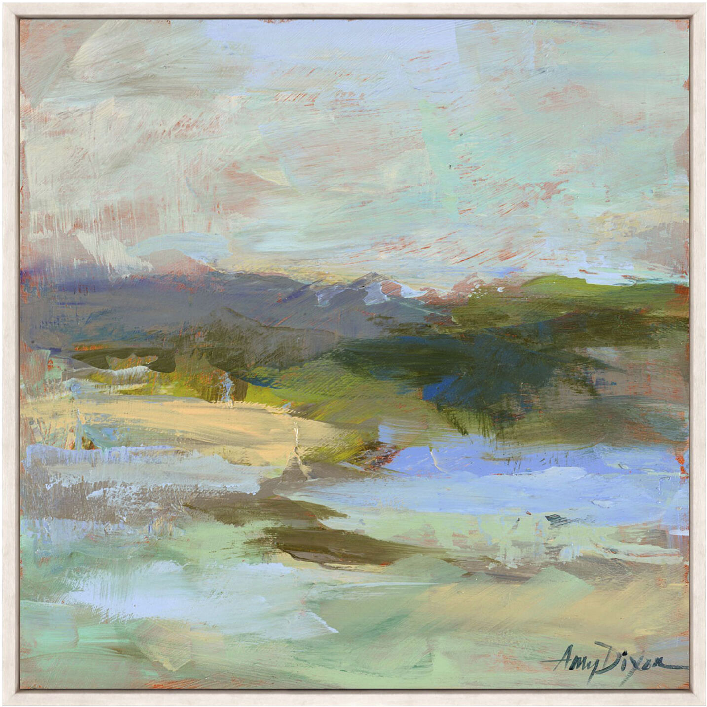 Waterside Blue and Green and Pink and Purple Canvas