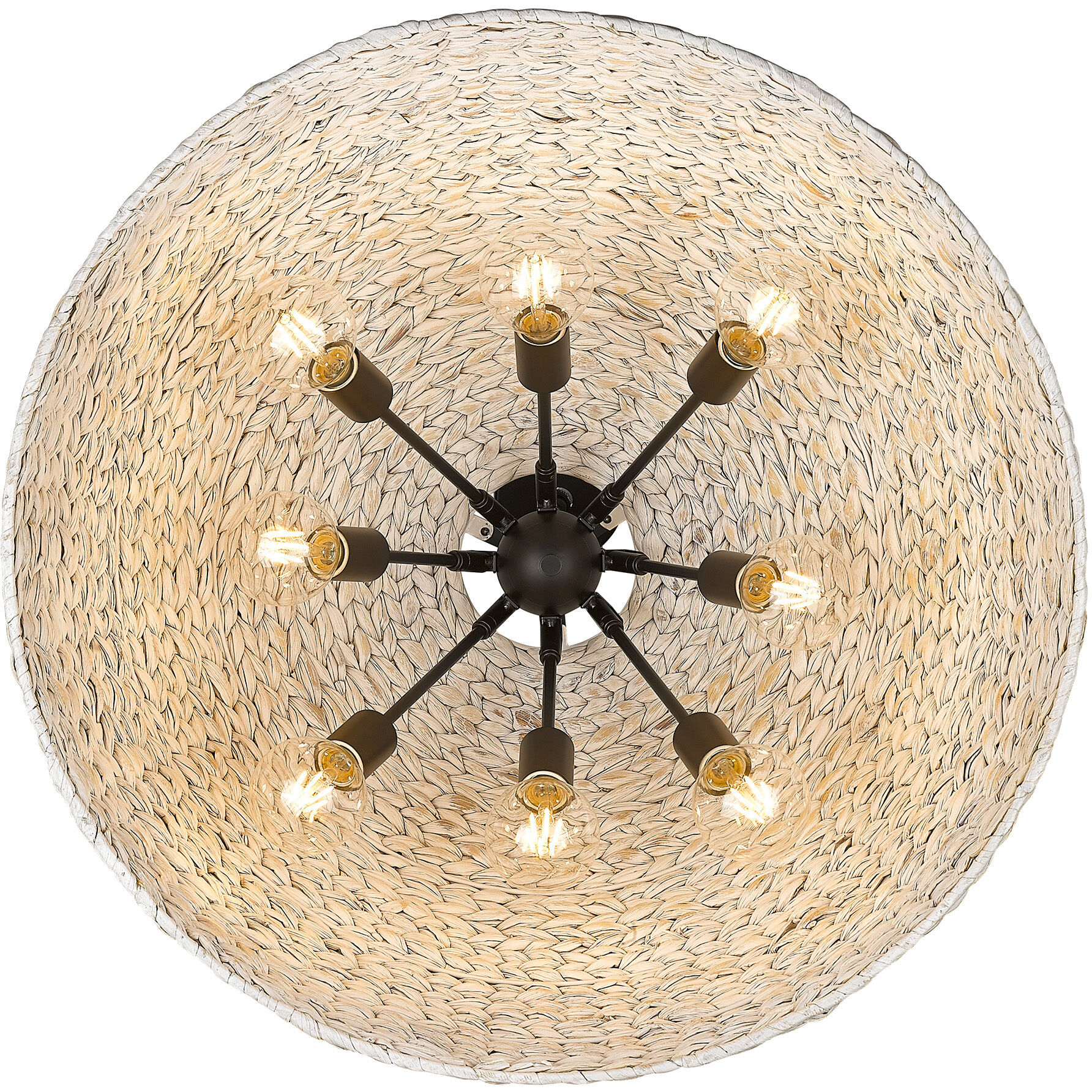 Rue 8 Light 27 inch Matte Black Pendant Ceiling Light in Rubbed Bronze