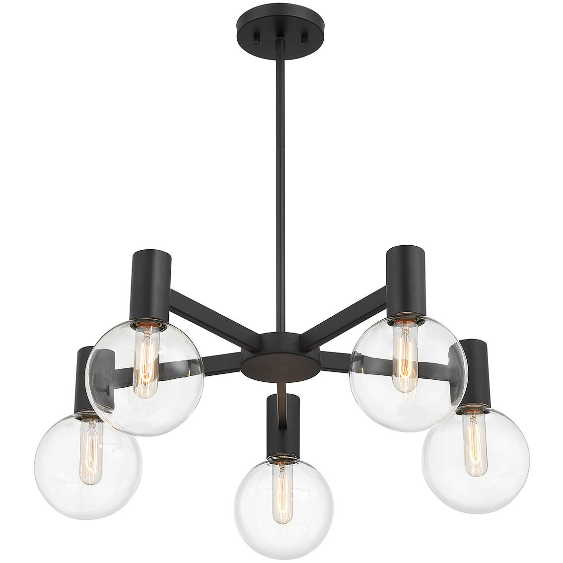Wright 5 Light 28 inch Matte Black Chandelier Ceiling Light