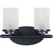 Corona 2 Light 12 inch Black Bath Vanity Wall Light in Frosted