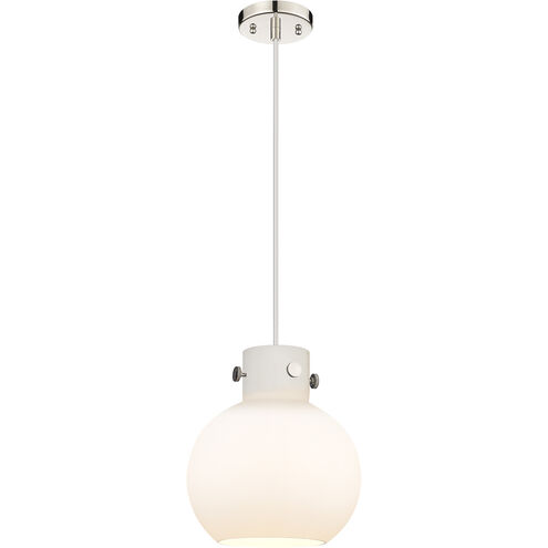 Downtown Urban Newton Sphere 1 Light 10 inch Polished Nickel Mini Pendant Ceiling Light in Matte White