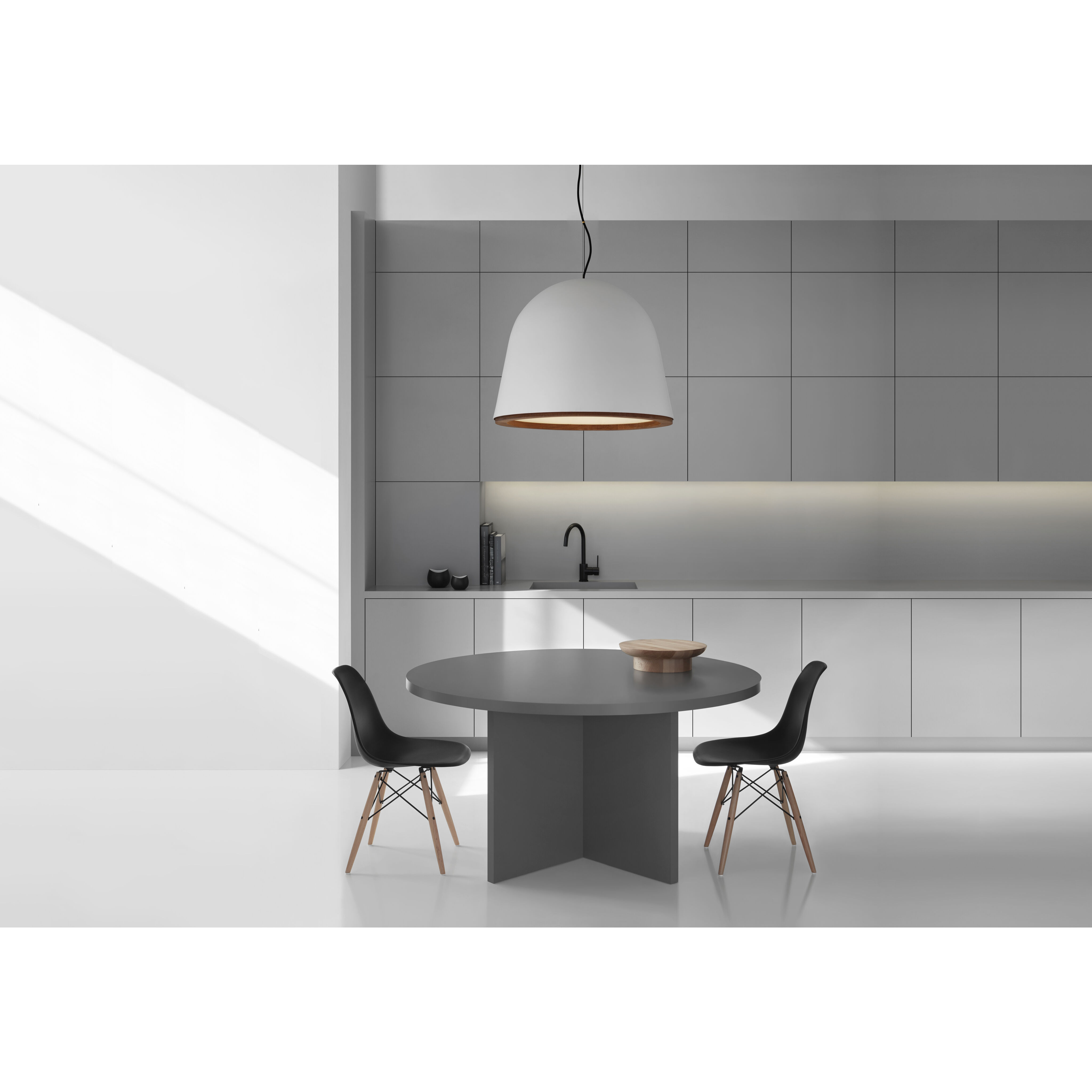 Marie Flanigan Murphy LED 24 inch Plaster White and Dark Teak Pendant Ceiling Light, Large