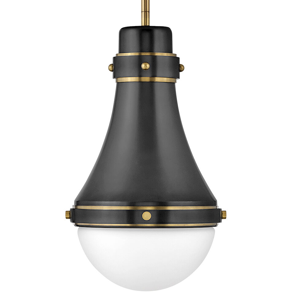 Oliver 1 Light 9 inch Black with Heritage Brass Indoor Pendant Ceiling Light