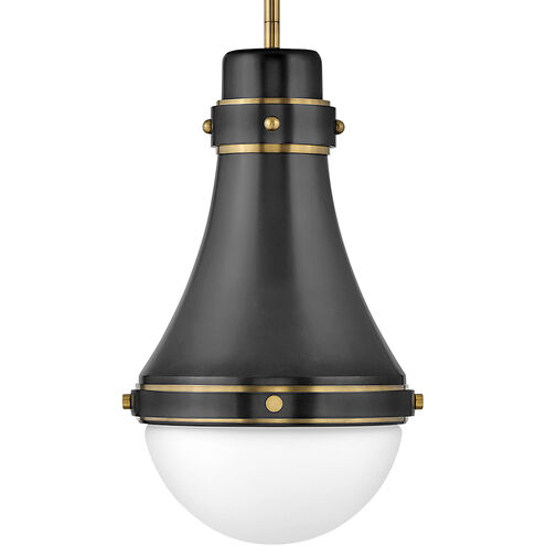 Oliver 1 Light 9 inch Black with Heritage Brass Indoor Pendant Ceiling Light