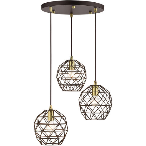 Geometrix 3 Light 20 inch Bronze Pendant Ceiling Light