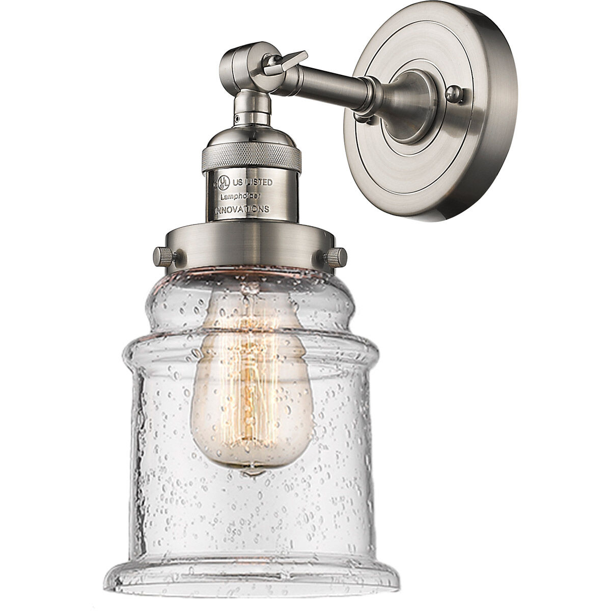 Franklin Restoration Canton 1 Light 6 inch Brushed Satin Nickel Semi-Flush Mount Ceiling Light in Seedy Glass, Franklin Restoration