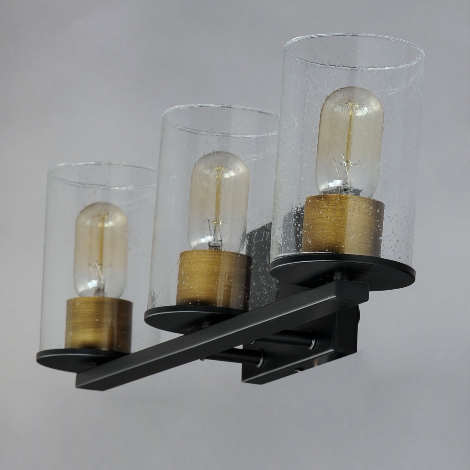 Sleek 3 Light 24 inch Antique Brass/Black Bath Vanity Wall Light