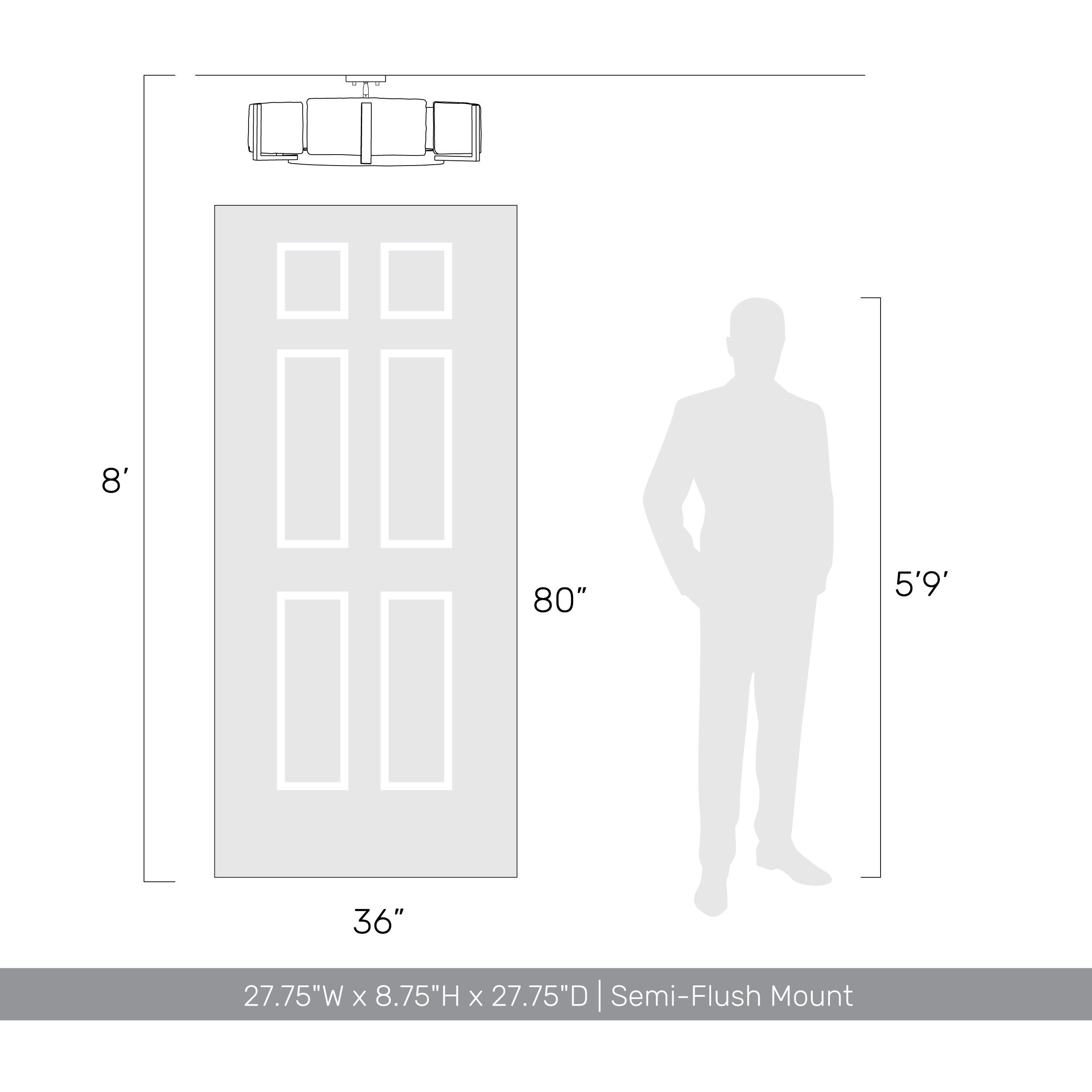 Aenon 6 Light 27.75 inch Matte Black Semi-Flush Mount Ceiling Light