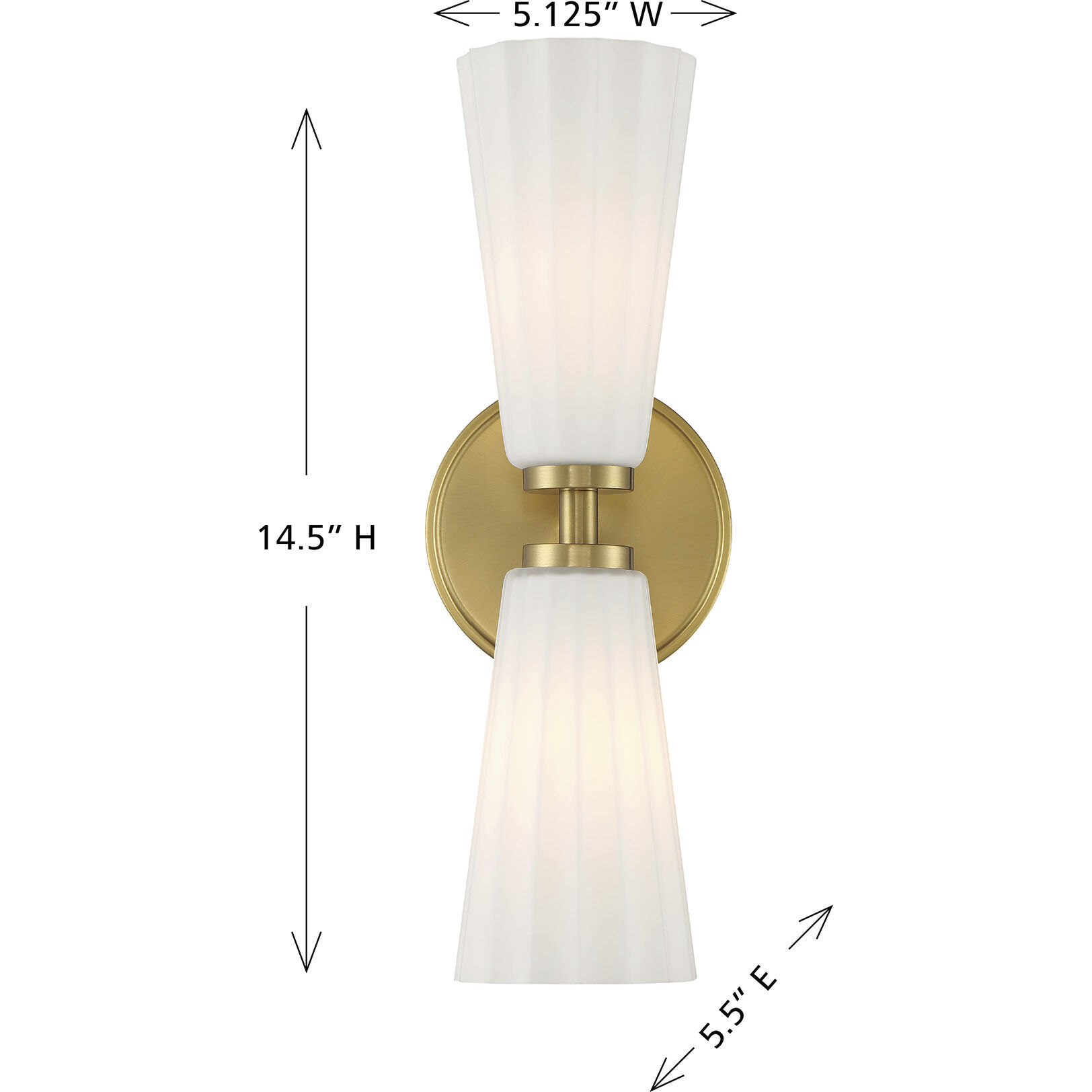Contemporary 2 Light 5.13 inch Natural Brass Wall Sconce Wall Light