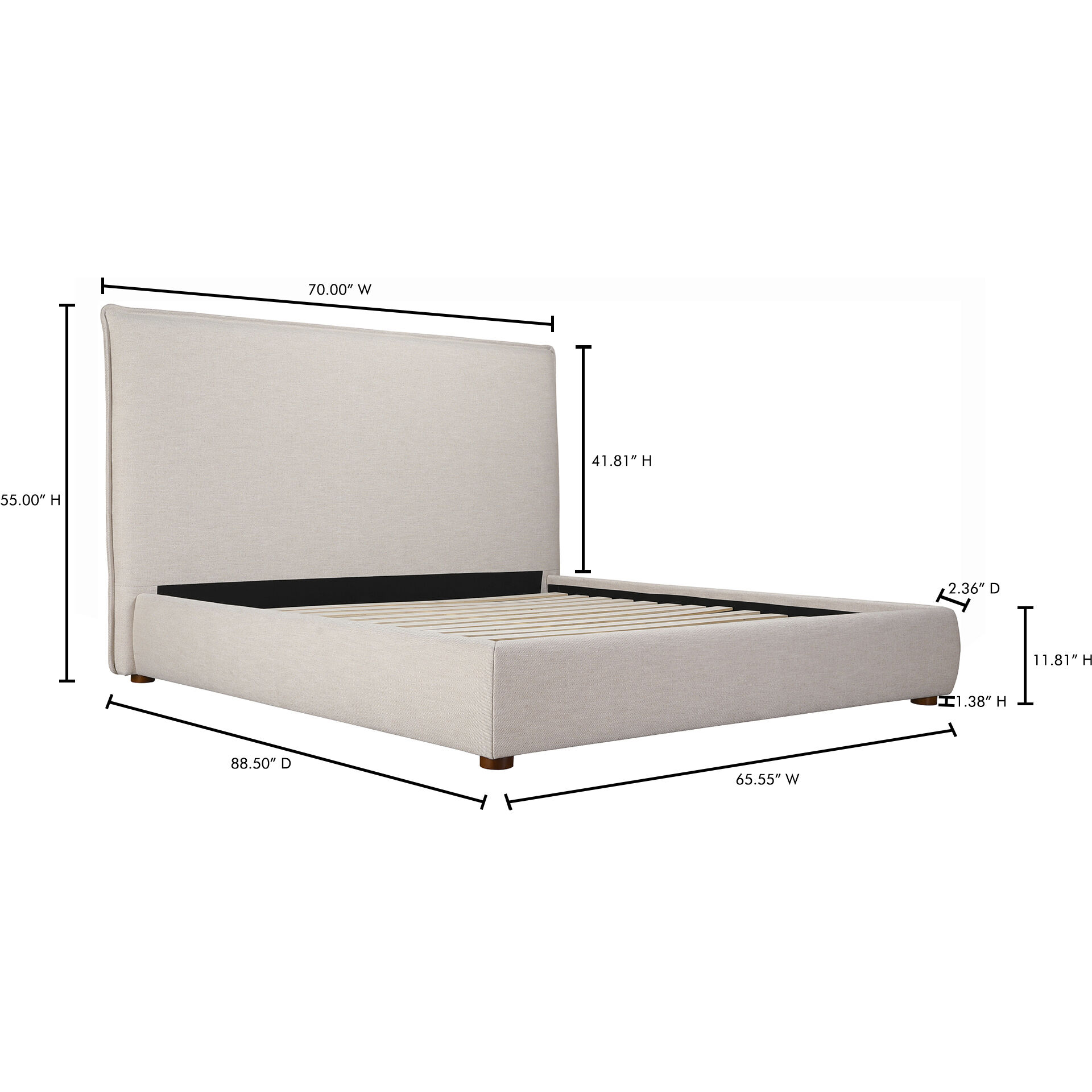 Luzon Wheat Bed in Beige, Queen Tall Headboard