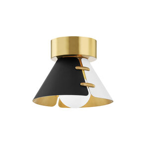 Split LED 8 inch Aged Brass Flush Mount Ceiling Light