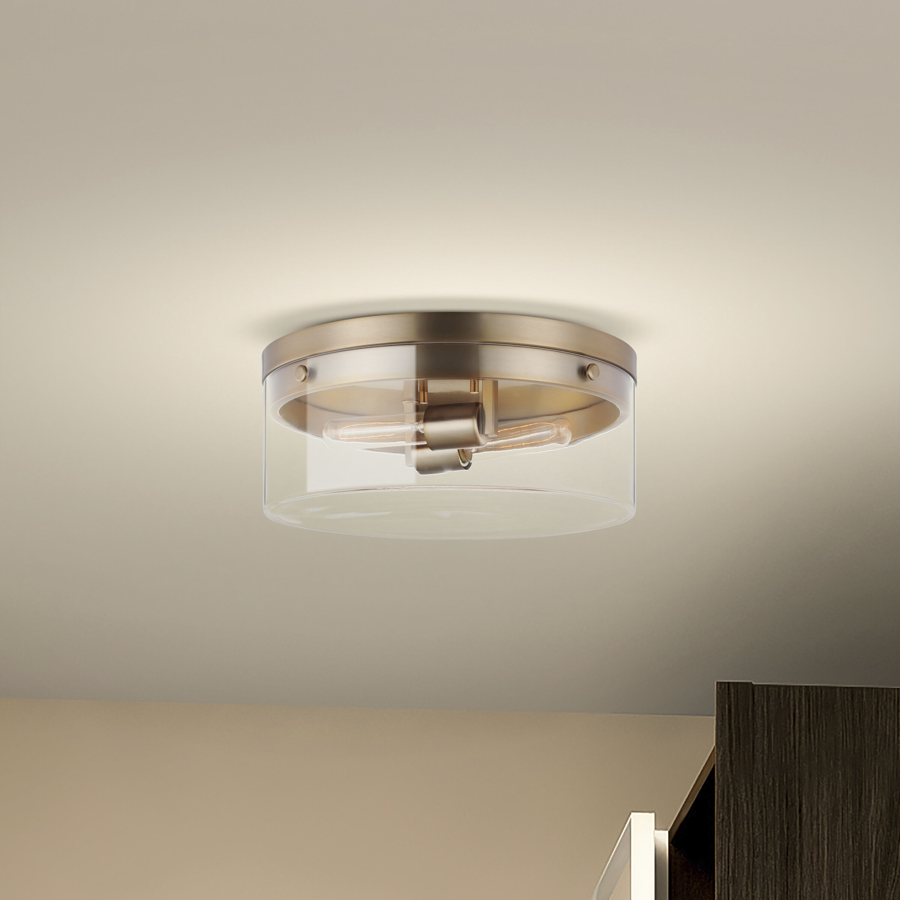 Intersection 2 Light 11 inch Burnished Brass Flush Ceiling Light