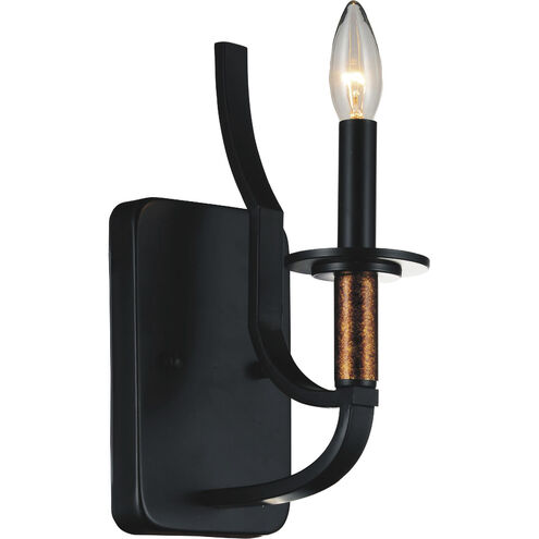 Scarlet 1 Light 7 inch Black Bathroom Sconce Wall Light