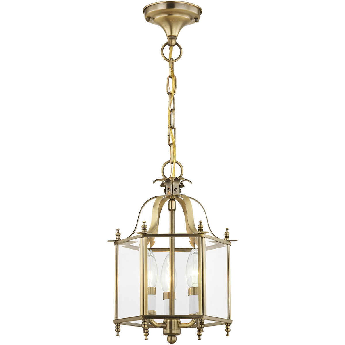 Livingston 3 Light 10 inch Antique Brass Convertible Mini Pendant/Ceiling Mount Ceiling Light
