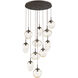 Cosmos LED LED 37.8 inch Flat Bronze Chandelier Ceiling Light, Round Multi-Port